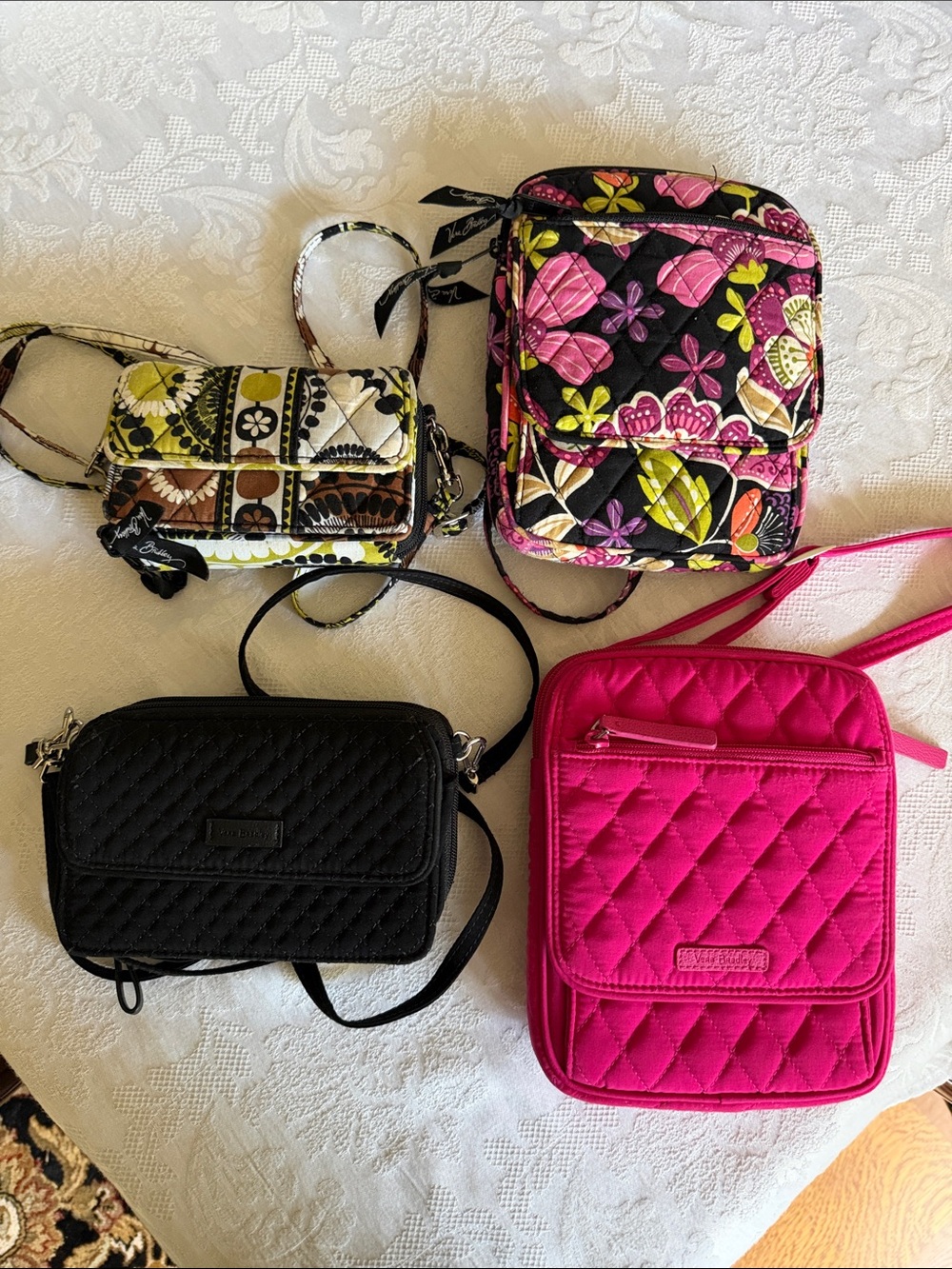 Vera Bradley Bright Pink Quilted Crossbody Bag Lot of 4